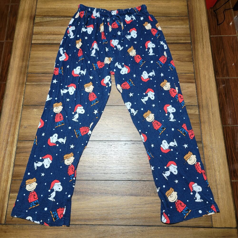 Peanuts Dark Blue Christmas Lounge PJ Pants Snoopy & Charlie Brown - Size Small
